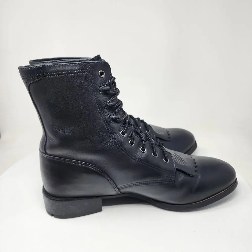 Ariat Heritage Western Lacer II Boots Men 11D Black Leather Roper Toe 32501 EUC